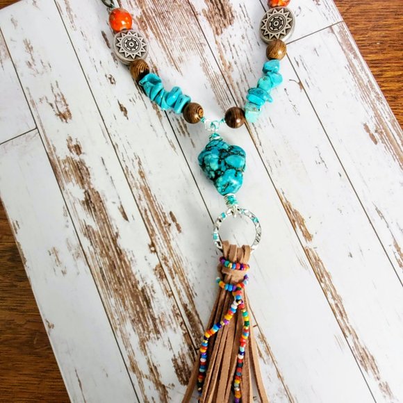 Turquoise Tassel Necklace - Picture 7 of 9